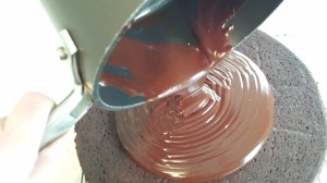 Pour over the cake on a cooling rack.